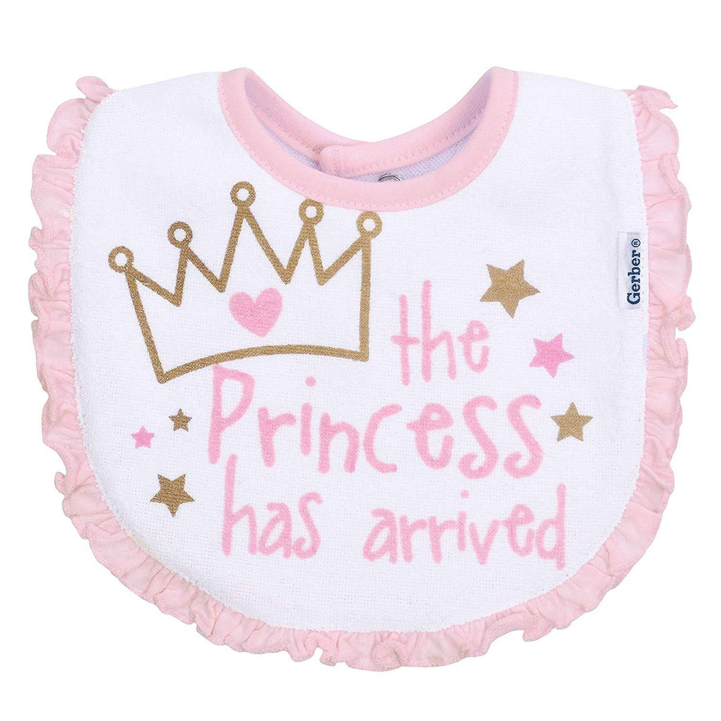 Gerber Baby 3-Pack Girls Princess Crown Dribbler Bibs