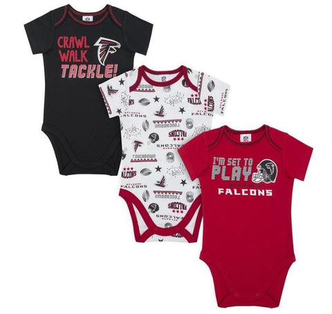 Atlanta Falcons Baby Girl Short Sleeve Bodysuit, 3-pack