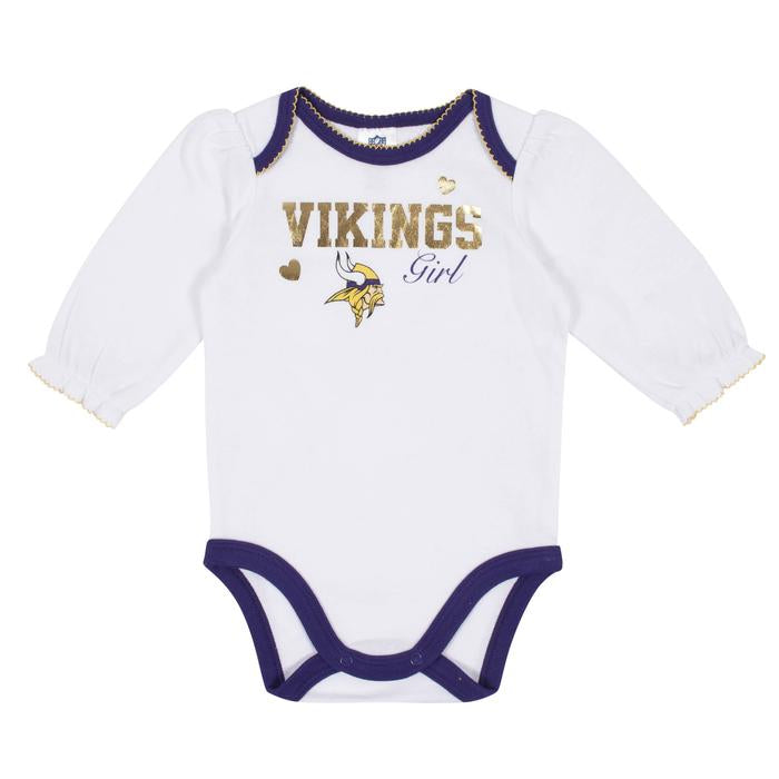 Baby Girls Minnesota Vikings Long Sleeve Bodysuit, 2-pack 