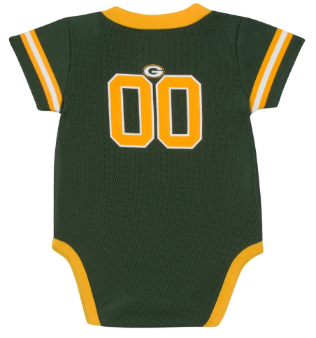 Baby Boys Green Bay Packers Short Sleeve Jersey Bodysuit