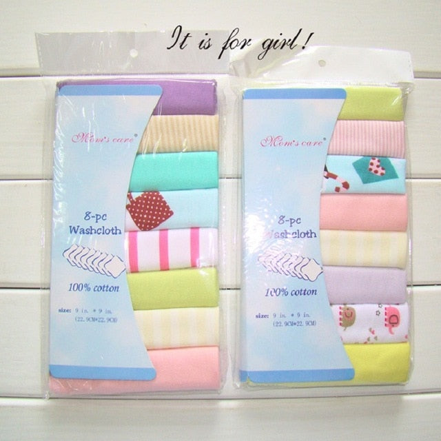 8 pack 100% Cotton Newborn Baby Saliva Towels