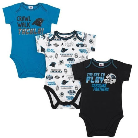 Baby Girls Carolina Panthers Short Sleeve Bodysuit, 3-pack