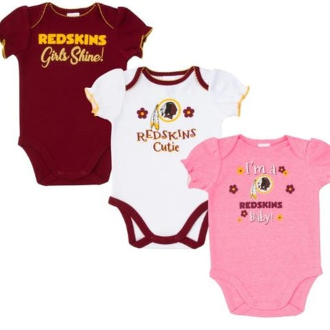 Baby Boys Washington Redskins Short Sleeve Bodysuit, 3-pack