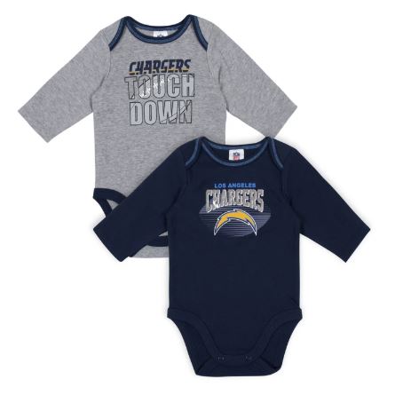 Baby Boys Los Angeles Chargers Long Sleeve Bodysuit, 2-pack¬†