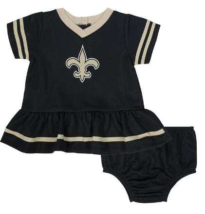 Baby Girls New Orleans Saints 3-Piece Bodysuit, Pant, and Cap Set