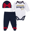 Baby Girls New England Patriots 3-Piece Bodysuit, Pant, and Cap Set