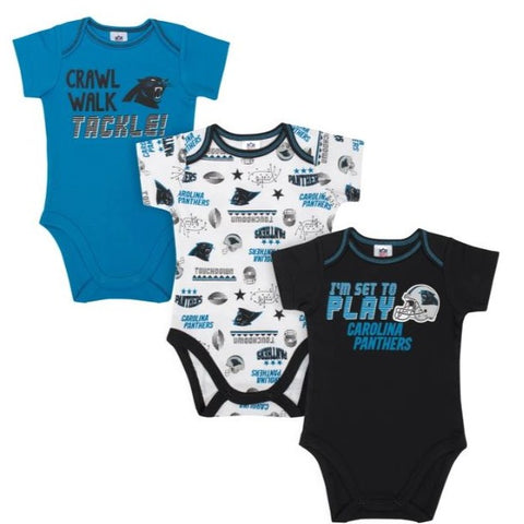 Baby Girls Carolina Panthers Short Sleeve Bodysuit, 3-pack