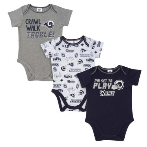 Los Angeles Rams Girl Outfit, 3pc Bodysuit, Pant, and Cap Set - Rams