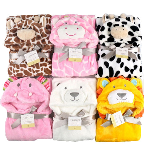 4-Pack Neutral Elephant Flannel Receiving Blankets