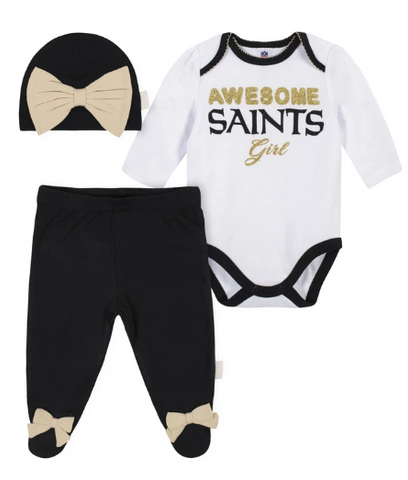 Baby Boys New Orleans Saints Short Sleeve Bodysuit, 3-pack